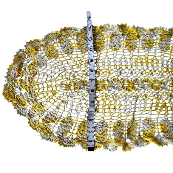 Handmade Crochet Table Runner Set Yellow & White Floral 34" & 23” Granny Core - Picture 8 of 9